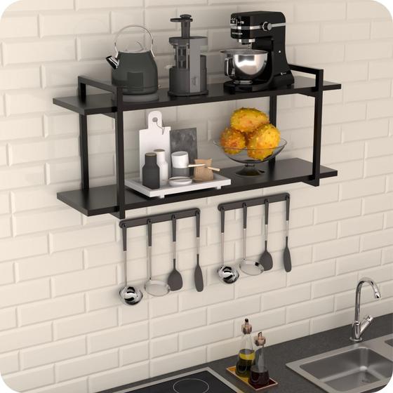 Imagem de Prateleira Estilo Industrial Cozinha de Parede GND PP 80cm