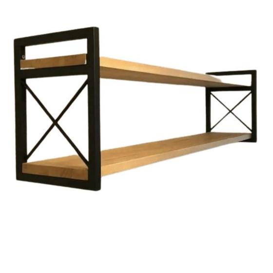 Imagem de Prateleira Estilo Industrial modelo x  com medidas de 20x60 centímetros acompanha madeiras