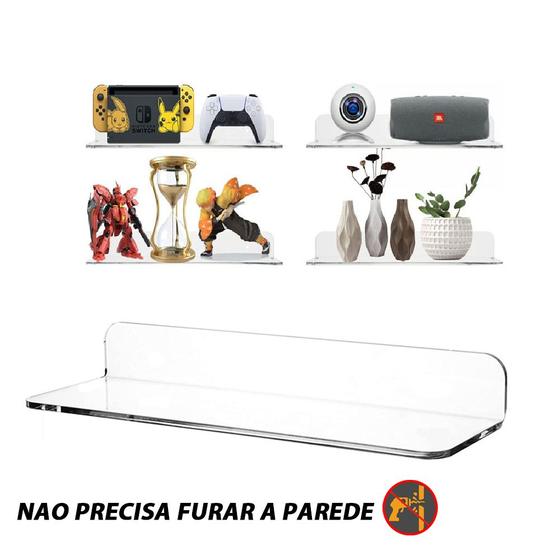 prateleira Flutuante Acrilico Transparent Livros Sala Quarto Decoração - não precisa furar a parede Menor preço em prateleira Flutuante Acrilico Transparent Livros Sala Quarto Decoração - não precisa furar a parede