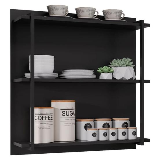 Imagem de Prateleira Industrial Nina MDP 3 Andares Preto - Belliv Decor