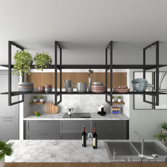 Prateleira industrial suspensa nichos para cozinha Preto estante de parede prateleira mdf Prateleira suspensa teto prateleira industrial cozinha Menor preço em Prateleira industrial suspensa nichos para cozinha Preto estante de parede prateleira mdf Prateleira suspensa teto prateleira industrial cozinha