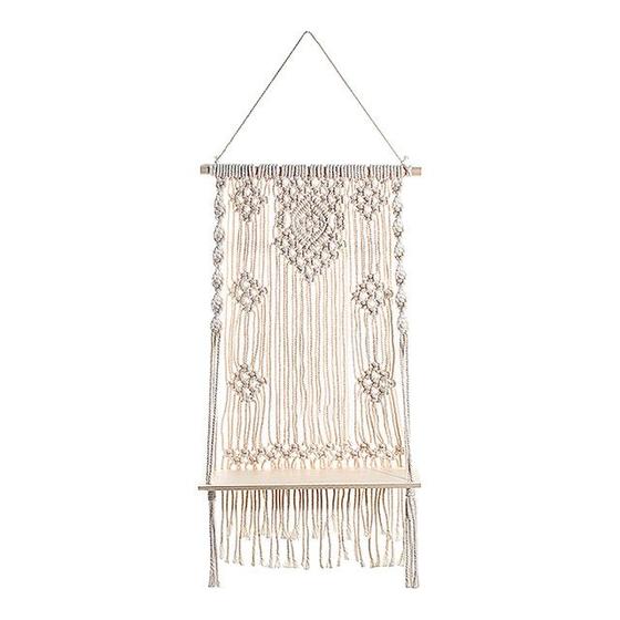 Imagem de Prateleira Macramê Boho - Suporte de Parede para Plantas - Decoração Artesanal