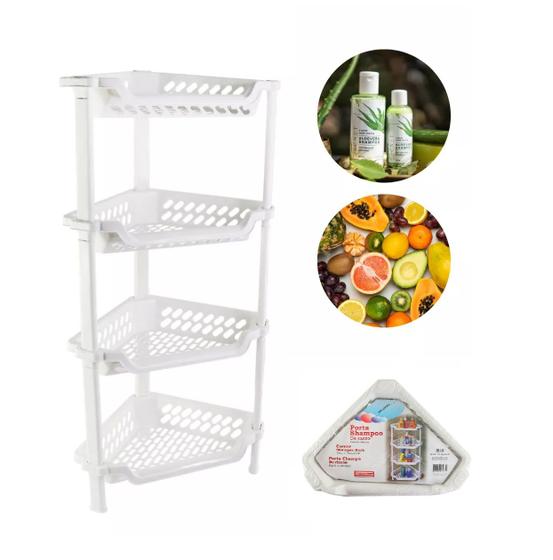 Imagem de Prateleira Multiuso Banheiro Triangular 4 Andares Branco