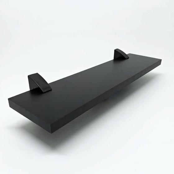 Prateleira Organizadora De Madeira Preta Com Suporte Preto 40x10cm Menor preço em Prateleira Organizadora De Madeira Preta Com Suporte Preto 40x10cm