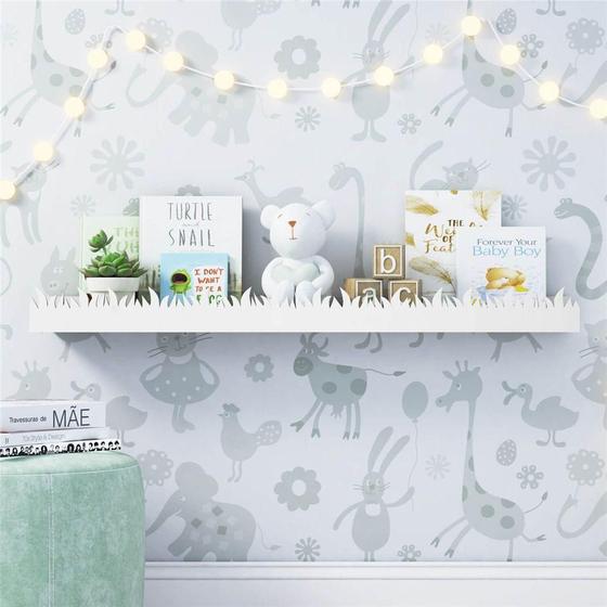 Prateleira para Livro Safári MDF Branco 92x12 Grão de Gente Menor preço em Prateleira para Livro Safári MDF Branco 92x12 Grão de Gente