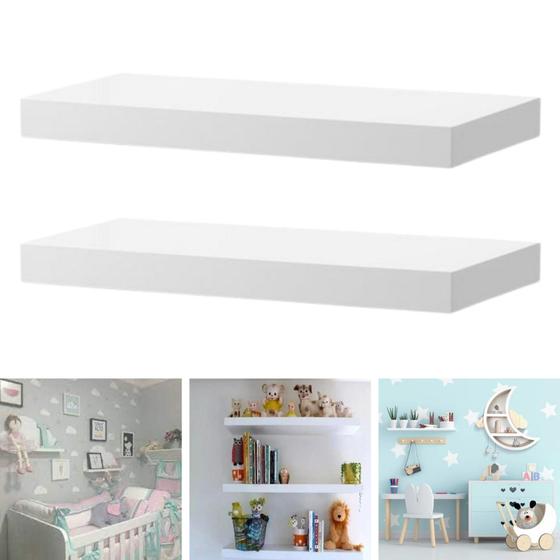 Imagem de Prateleira Para Quarto Infantil Nicho Pequeno Branco 20cm x 34cm Kit 2 Un