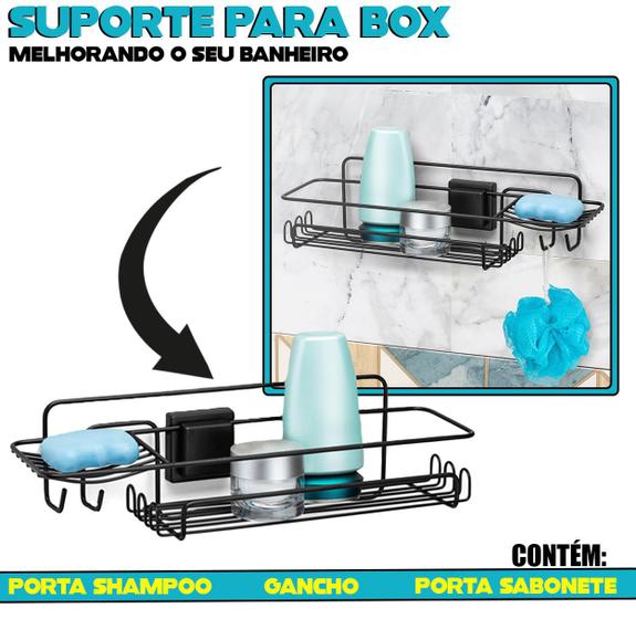 Imagem de Prateleira Porta Shampoo com Ventosa Luxo Multiuso Banheiro