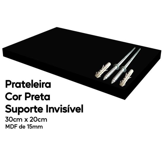 Imagem de Prateleira Preta de Mdf 30x20 Suporte Invisível Decoração