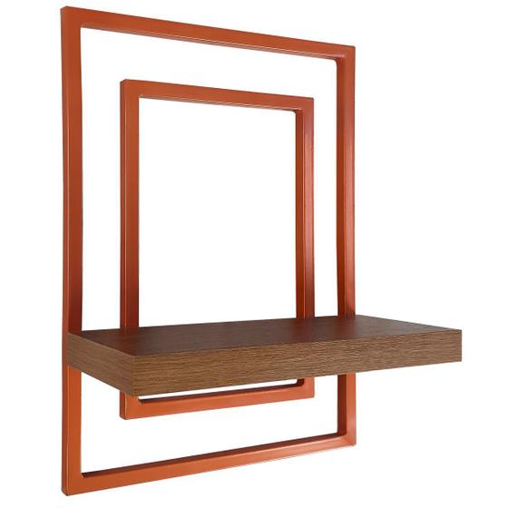 Imagem de Prateleira Quadro Nicho de Parede Decorativo Torun em Aço e MDF - Cobre e Vulcano
