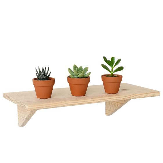 Imagem de Prateleira Reta De Parede Pinus Clara Com Suporte 