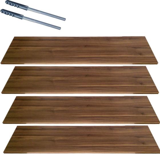 Imagem de Prateleira Suspensa Suporte Invisivel Madeira MDF Kit 4 Unidades 80x20cm Cor Nogueira