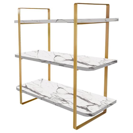 Imagem de Prateleira Tripla Hone 60x25cm Industrial Dourado Vulcano