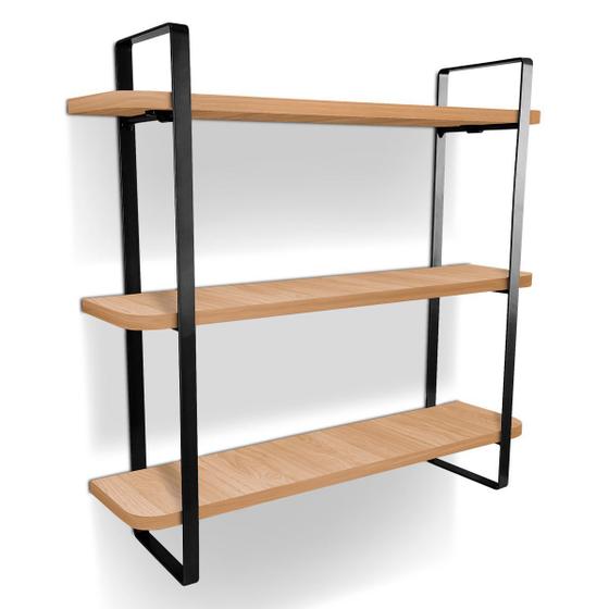 Prateleira Tripla Nicho Hone Modelo Industrial Decoração Casa 60x15 Preta/Jade Menor preço em Prateleira Tripla Nicho Hone Modelo Industrial Decoração Casa 60x15 Preta/Jade