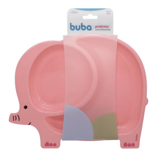 Imagem de pratinho com divisórias Buba elefante rosa