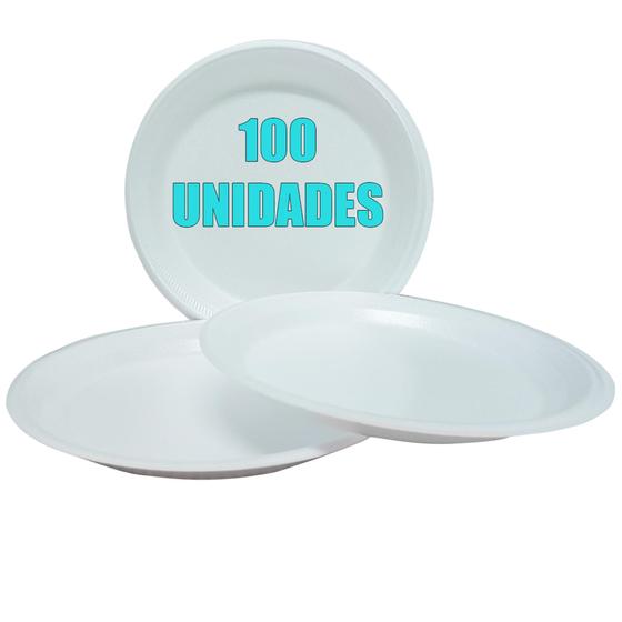 Imagem de Pratinho de Isopor para Almoço Pratico com 100 Unidades