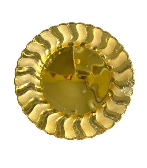 Imagem de Pratinho de Natal dourado Metalizado Acrílico Luxo 19cm-24un