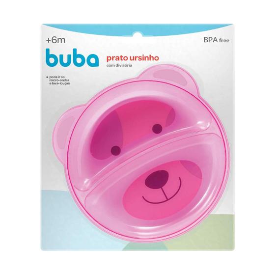 Imagem de Pratinho Prato Para Bebê Com Divisórias Ursinho Rosa - Buba