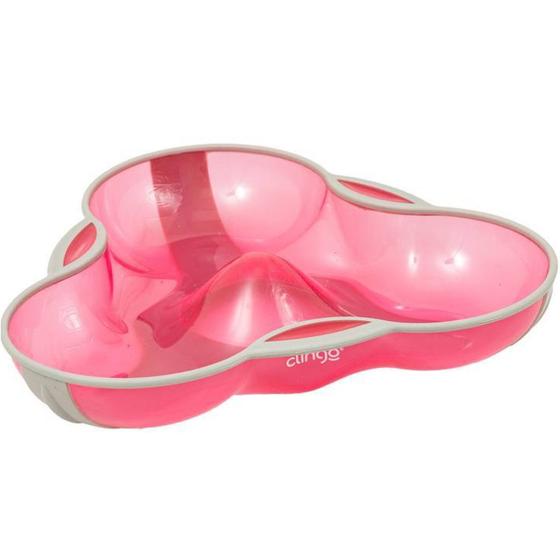 Imagem de Prato Anatômico Arredondado Divisórias Colors Clingo Rosa Infantil Menina Criança Baby 500ml