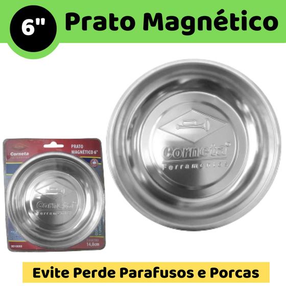 Imagem de Prato Bandeja Redonda Magnética 6" 14,8cm Para travar parafusos porcas roelas - 99.100.00