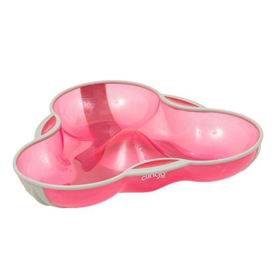 Prato Bebe Infantil p/ Microondas com Divisórias Rosa Clingo Imagem de Prato Bebe Infantil p/ Microondas com Divisórias Rosa Clingo