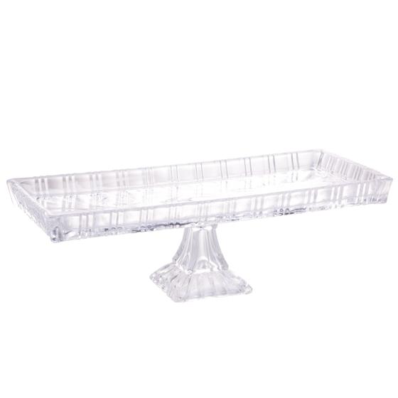 Imagem de Prato bolo retangular com pe de cristal grande 34 cm lyor