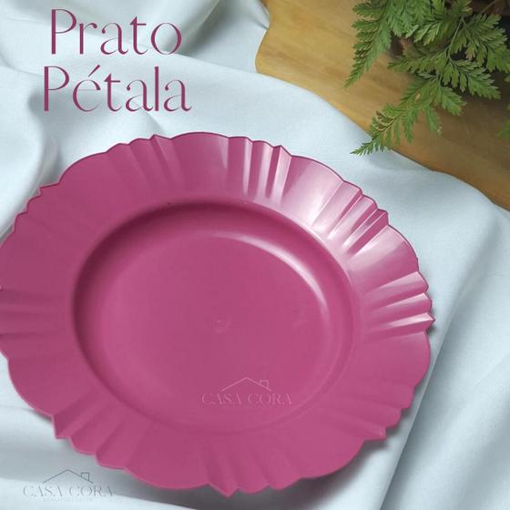 Imagem de Prato Borda Pétala Plástico Colorido Kit Com 20und Para Refeições, Churrascos, Festas e Aniversários