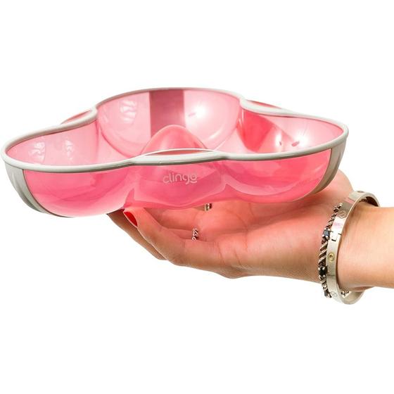 Imagem de Prato Com Divisórias Antiderrapante Rosa Clingo