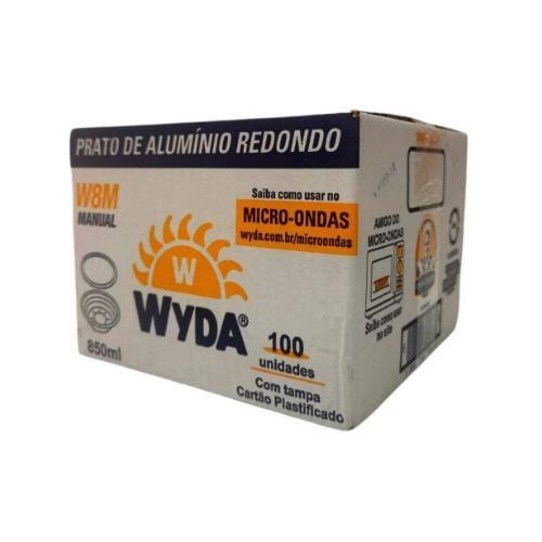 Imagem de Prato de aluminio redondo com tampa cartão w8m 850ml com 100 unidades Wyda