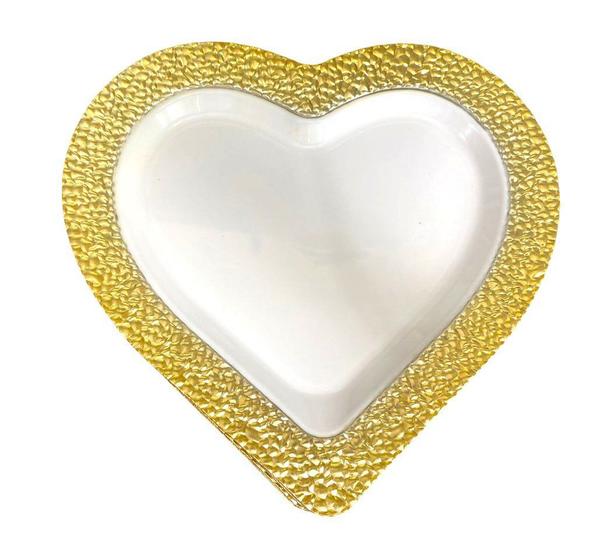 Imagem de Prato de Coração com borda dourada Plástico rígido Festa-6un