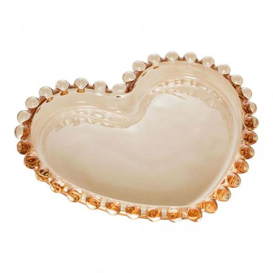 Imagem de Prato de Cristal Coração Pearl Âmbar 12cm x 10cm x 1cm