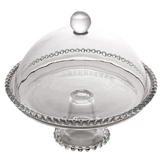 Imagem de Prato de Cristal para Bolo Boleira com Pé e Tampa Pearl 20x18cm