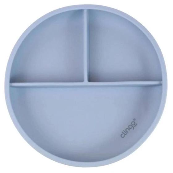 Imagem de Prato de Silicone com Divisórias e Ventosa Azul Clingo