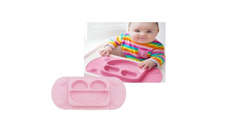 Imagem de Prato de Silicone para Bebê Rosa - Mimo Style