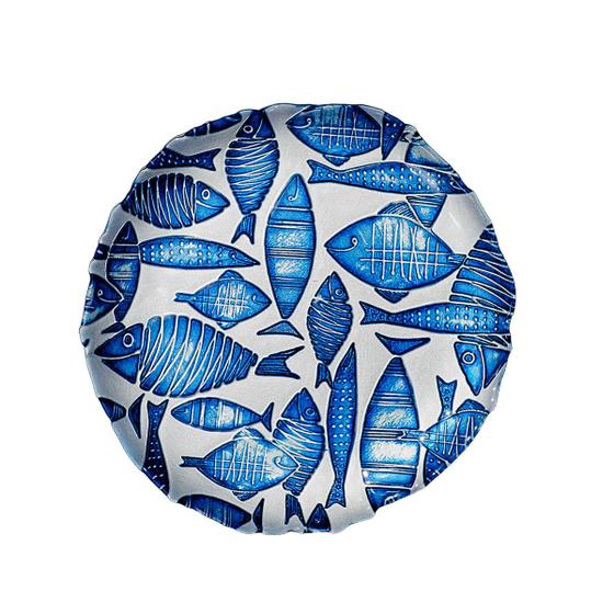 Imagem de Prato de Sobremesa Vidro Peixes Perola c/Azul 21,5cm - Unid.
