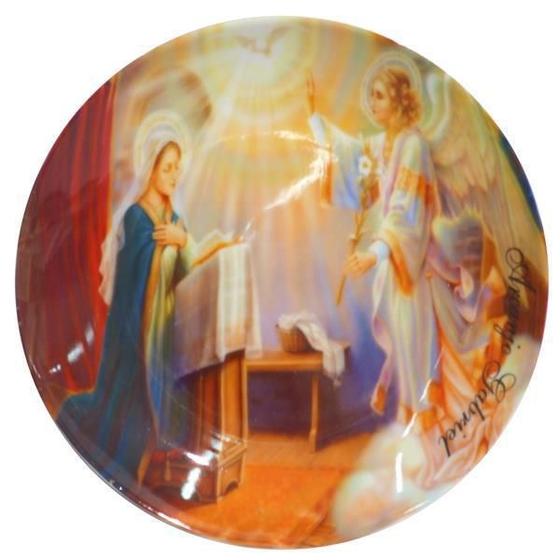 Imagem de Prato Decorativo Arcanjo Gabriel c/ Suporte Religioso 21cm