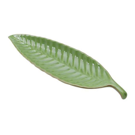 Imagem de Prato Decorativo de Cerâmica Banana Leaf 36x10 Verde - Lyor