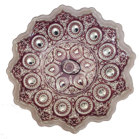 Imagem de Prato Decorativo de Vidro 22cm, Rosa Marsala