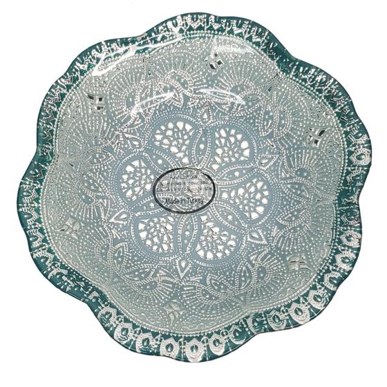 Imagem de Prato decorativo de vidro Verde / Prata 21cm