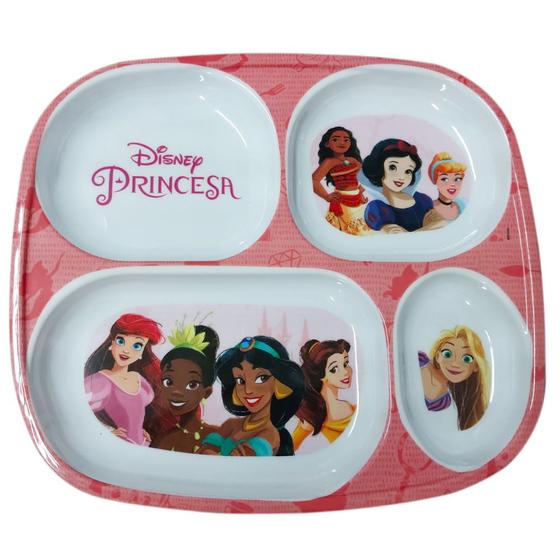 Imagem de Prato Divisória Infantil Disney Princesas Melamine 24cm