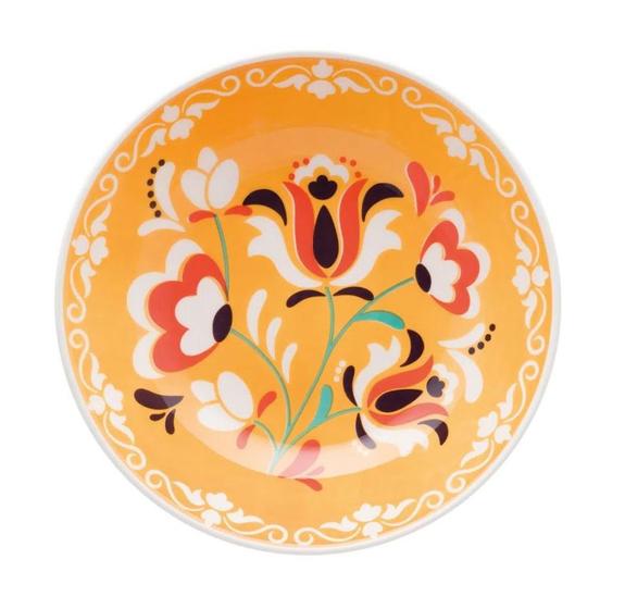 Prato fundo de porcelana decorado 20,5cm flowers Menor preço em Prato fundo de porcelana decorado 20,5cm flowers