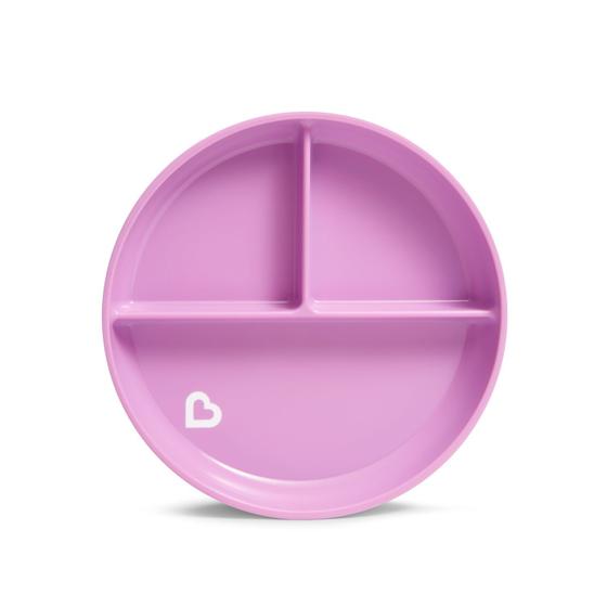 Imagem de Prato Infantil com Divisória e Ventosa Roxo Stay Put Munchkin Organizado e Prático