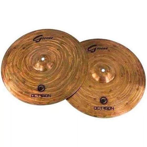 Prato Para Bateria Chimbal Hi Hat 14 Groove GR14HH Octagon Pratos de