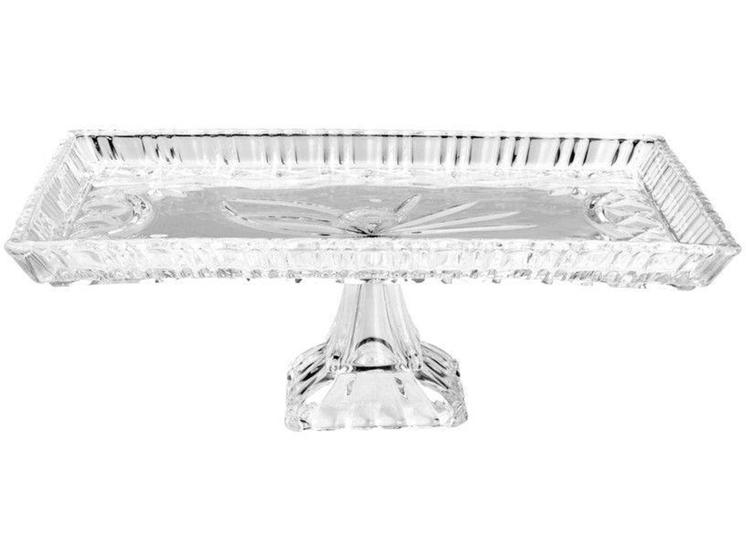 Imagem de Prato para Bolo de Cristal Lyor Retangular - Janine 29,5cm