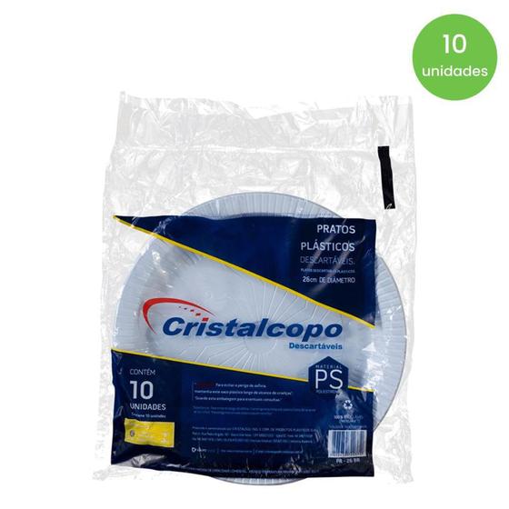 Imagem de Prato Raso 26cm Branco para Refeição Cristalcopo com 10 unidades