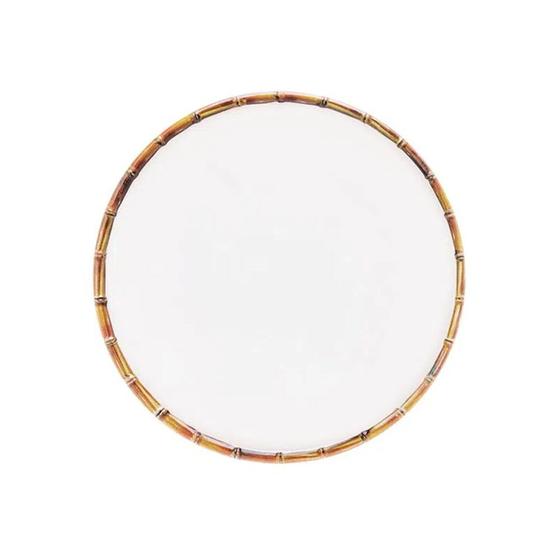 Imagem de Prato Raso Borda de Bambu Melamina Branco Bon Gourmet 27cm