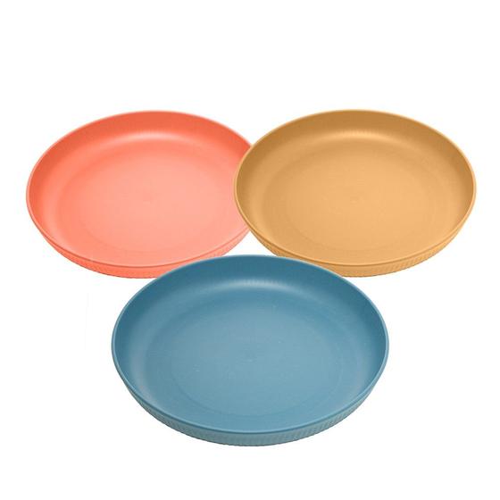 Imagem de Prato Raso Fibra de Bambu PP Resistente Stripes Cores Sortidas 23cm Lyor