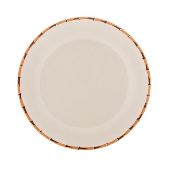 Imagem de Prato Raso P/Sobremesa de Porcelana Com Borda de Bambu 18cm Lyor