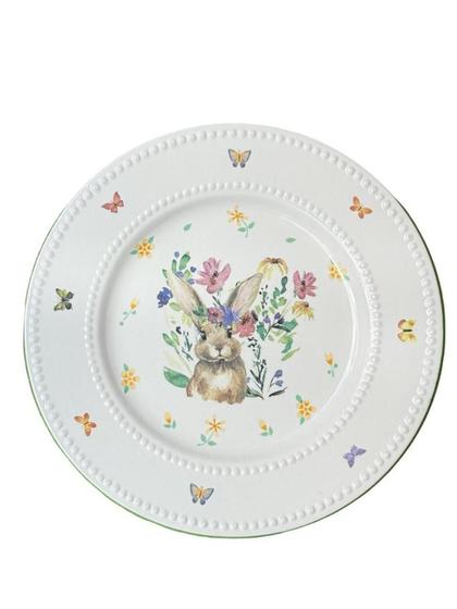 Imagem de Prato raso pascoa de porcelana sweet bunny branco