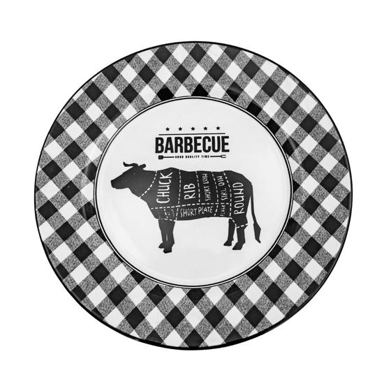 Imagem de Prato Raso Resistente Churrasco Com Família Xadrez - 1 Unidade