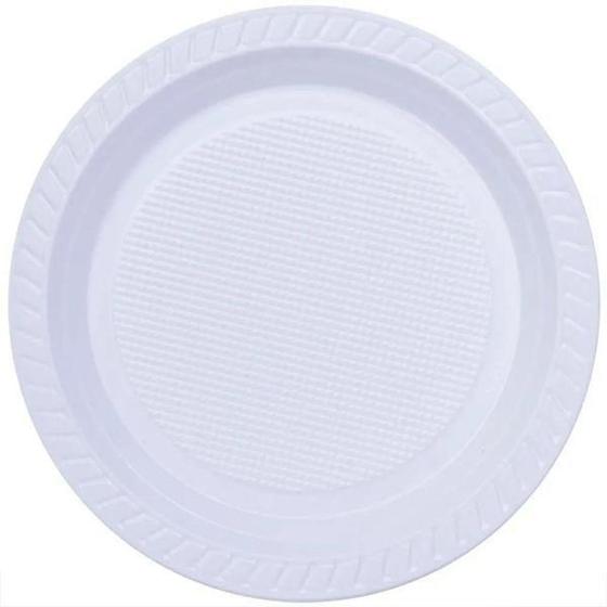 Imagem de Prato Refeição Descartável Branco Plástico 21Cm 500 Unidades - Copobras